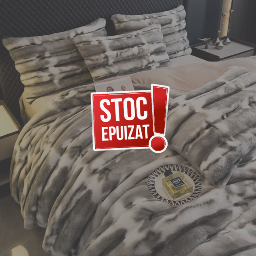 Set Lenjerie Pat Cocolino cu Blăniță Pufoasă Alb-Vernil – 4 Piese BNY4
