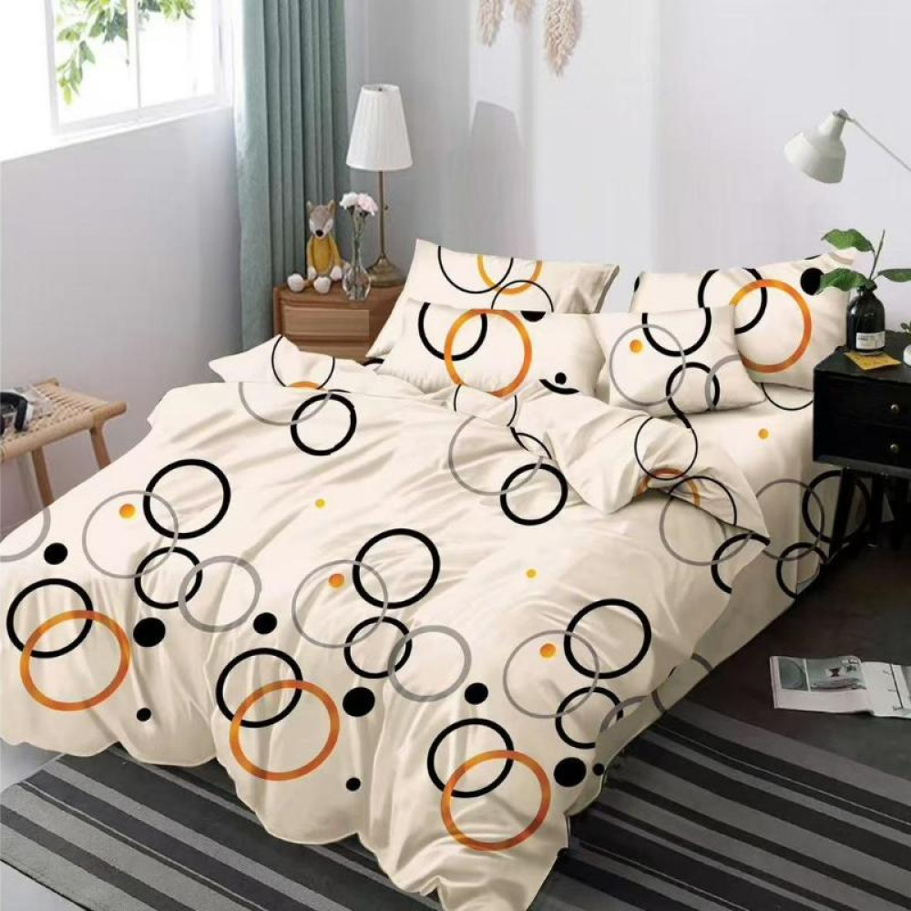 Lenjerie de pat Finet GROS 6 Piese – „Modern Circles Beige” – cod FX39 Lenjerie de pat Finet GROS 6 Piese – „Modern Circles Beige” – cod FX39