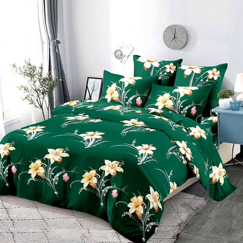 Lenjerie Finet GROS 6 Piese – „Verde cu Crini" – cod FX66 Lenjerie Finet GROS 6 Piese – „Verde cu Crini" – cod FX66