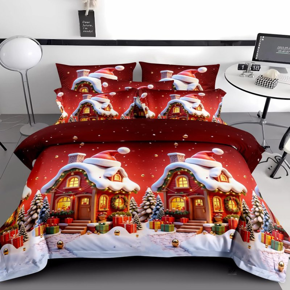 Lenjerie ⭐Crăciun⭐ Finet GROS 6 Piese – Moș cu Casă Luminată – Cod NOEL-05 Lenjerie ⭐Crăciun⭐ Finet GROS 6 Piese – Moș cu Casă Luminată – Cod NOEL-05