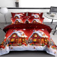 Lenjerie ⭐Crăciun⭐ Finet GROS 6 Piese – Moș cu Casă Luminată – Cod NOEL-05