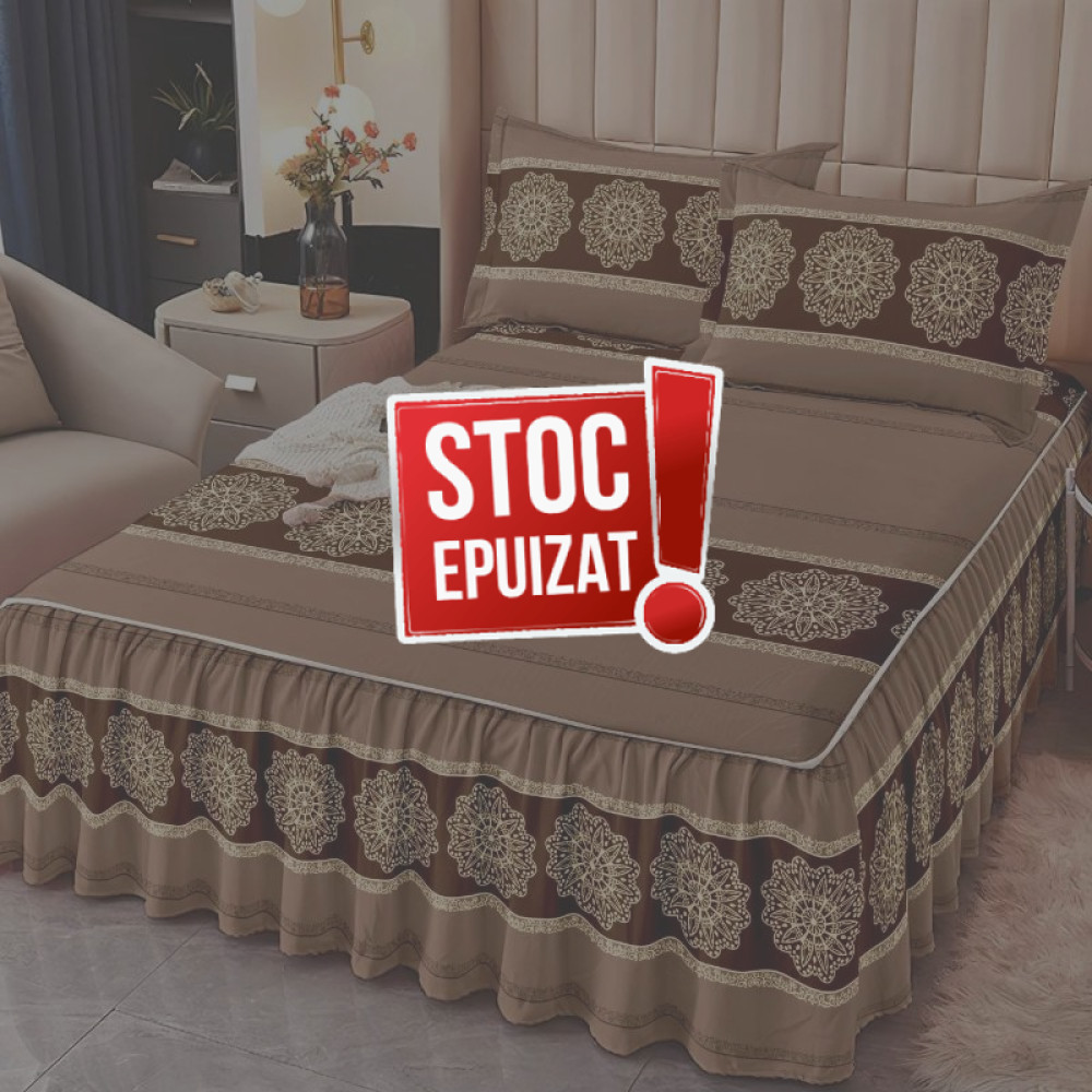 Cearceaf cu Volanase din Finet - 160x200cm + 2 Fete Perna HVL60