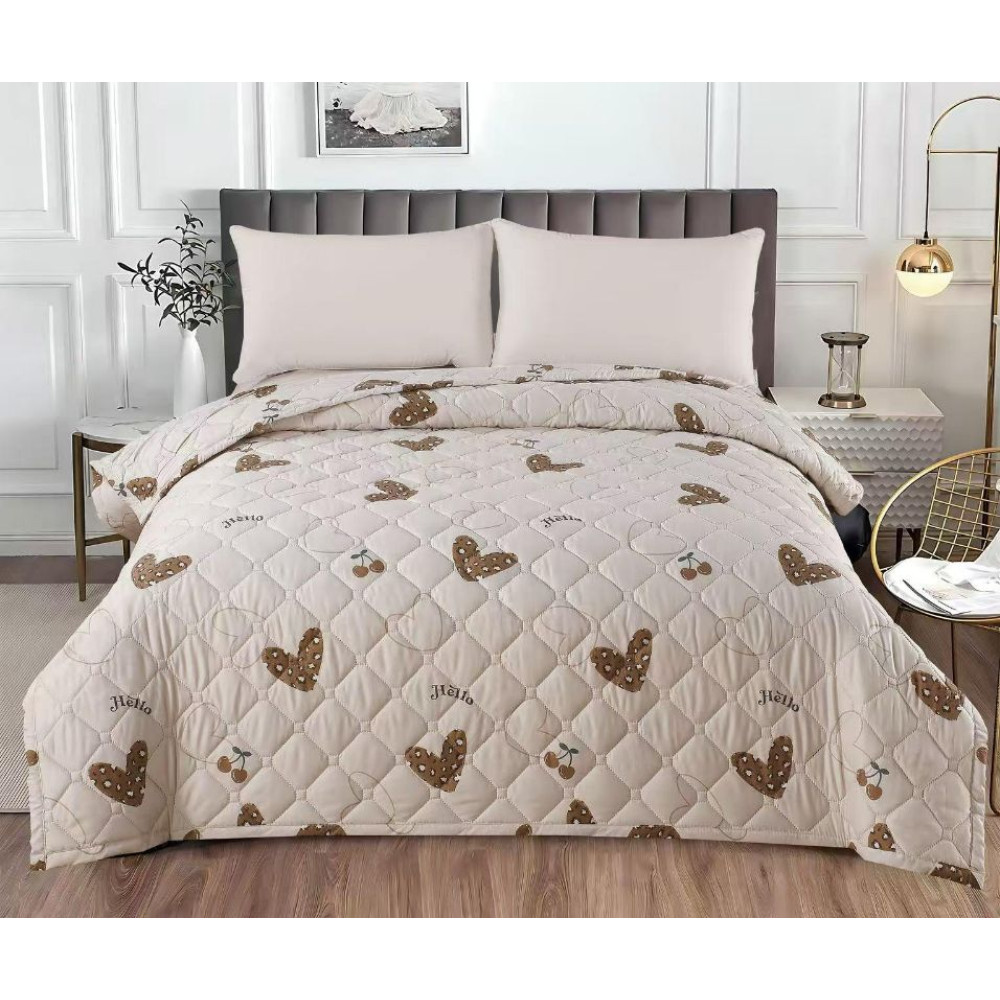 Pilotă de Vară Matlasată 190x210cm – „Mocha Hearts” – Cod: PV7 Pilotă de Vară Matlasată 190x210cm – „Mocha Hearts” – Cod: PV7