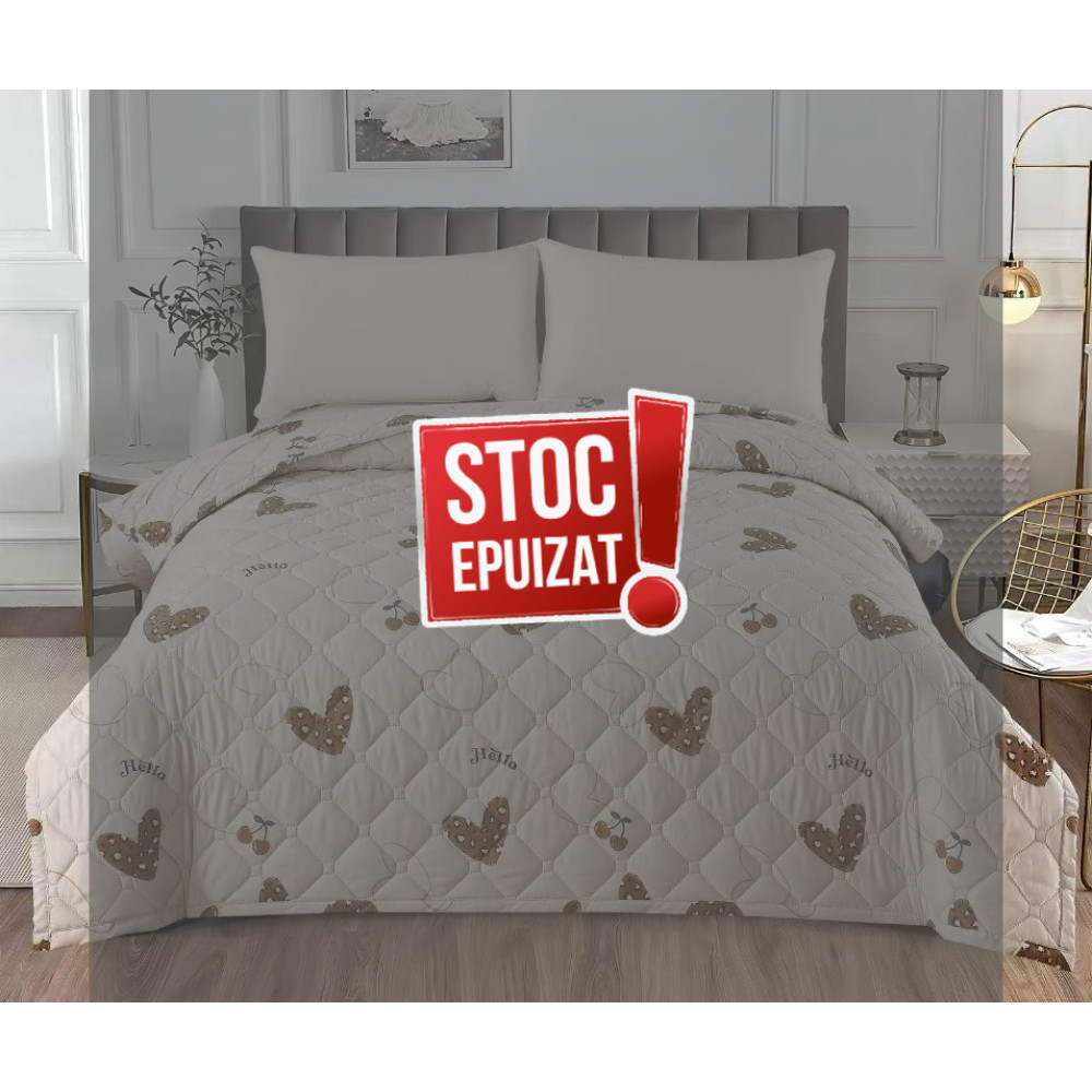Pilotă de Vară Matlasată 190x210cm – „Mocha Hearts” – Cod: PV7